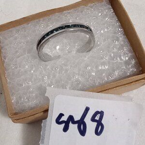 Silvertone Ring with Black Stones